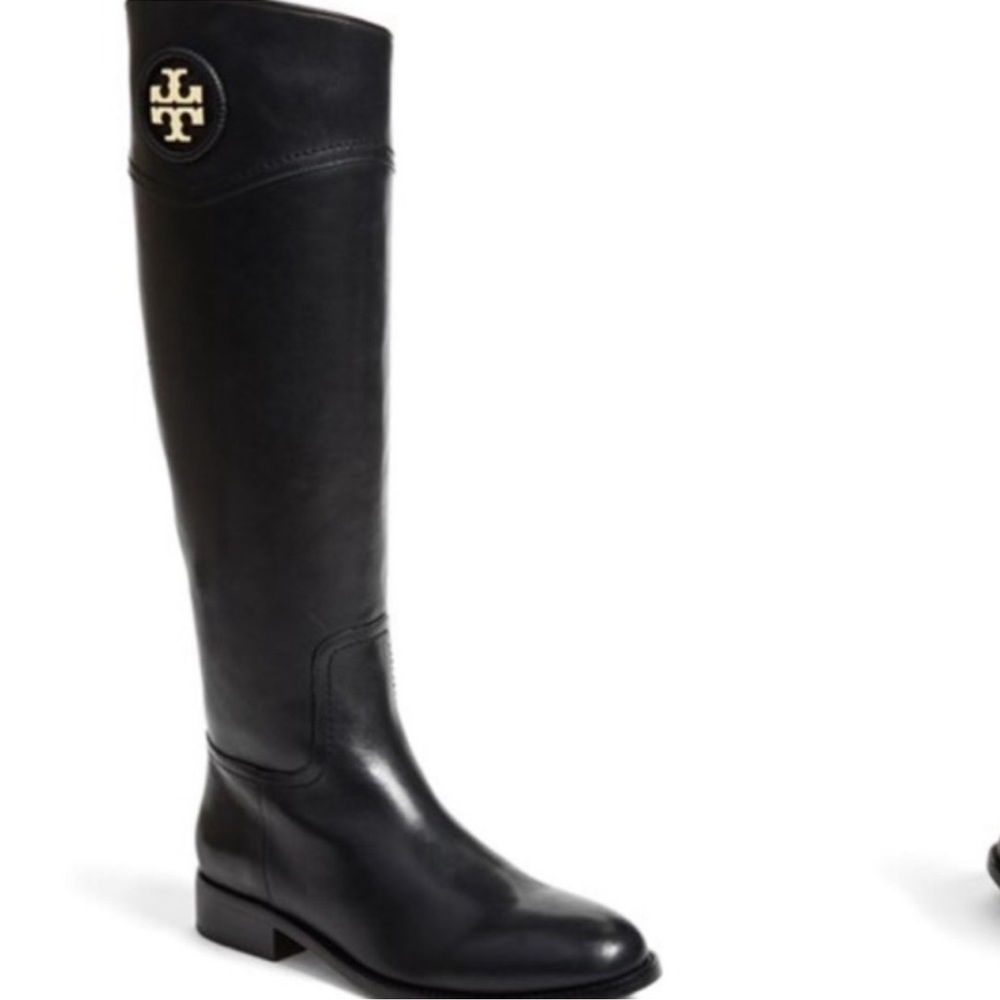 Tory Burch black Ashlynn wide leather riding boot